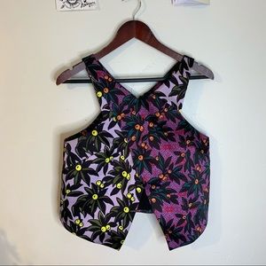 Topshop Multicolor Crossover Fruit Print Crop Top